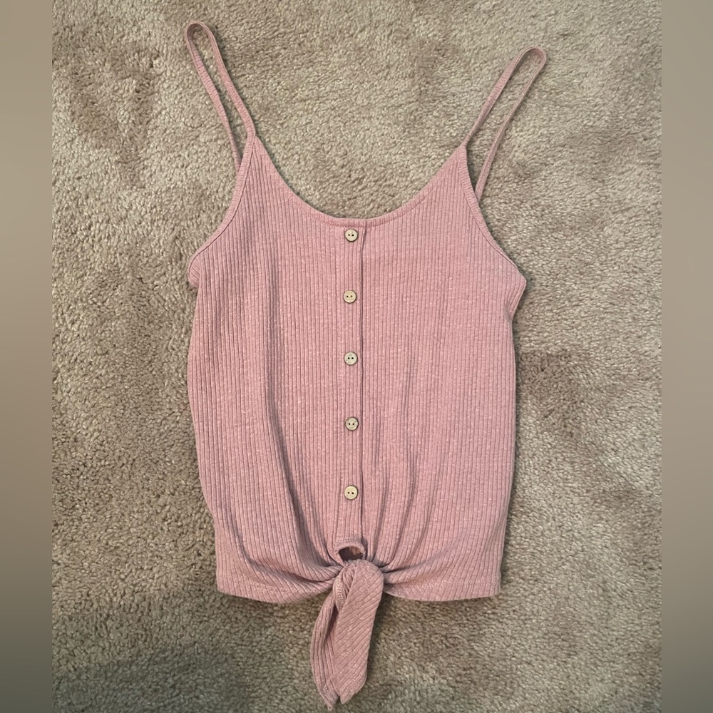 Women’s Pink Crop Top Cami Top button/tie front size S